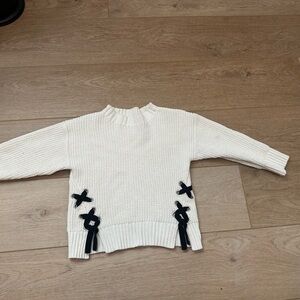 Zara Cream and Black Cowl Neck Sweater